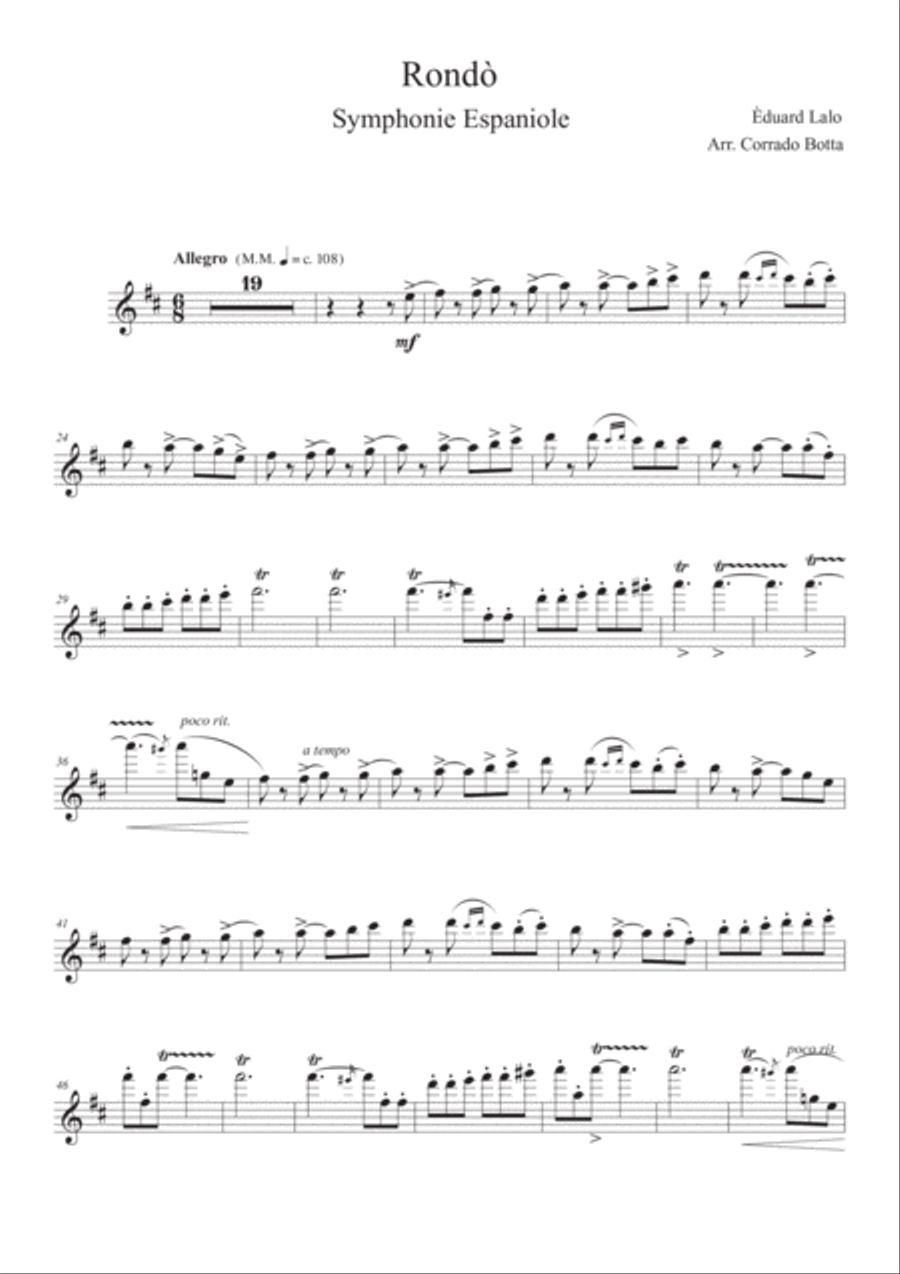 Rondò, Edouard Lalo Symphonie Espagnole Flute Solo scores gallery preview page 1
