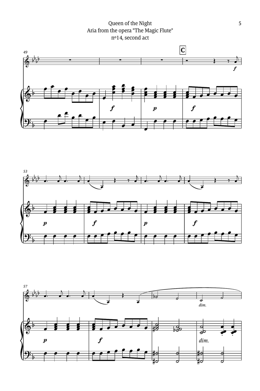 Queen of the Night - for solo clarinet in A (with piano) Chamber Music scores gallery preview page 5