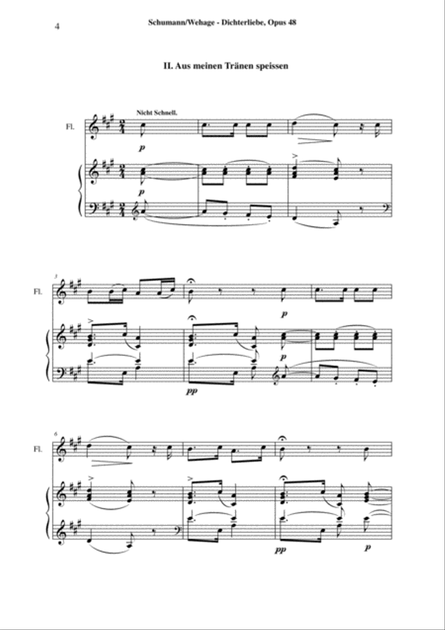 Robert Schumann: Dichterliebe, Opus 48, arranged for flute and piano Robert Schumann: Dichterliebe, Opus 48, arranged for flute and piano Flute Solo scores gallery preview page 4