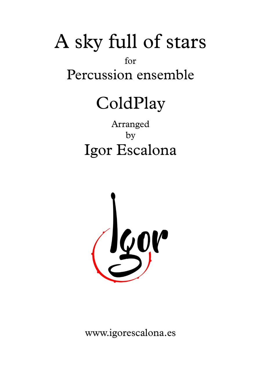 A Sky Full Of Stars Percussion Ensemble scores gallery preview page 2