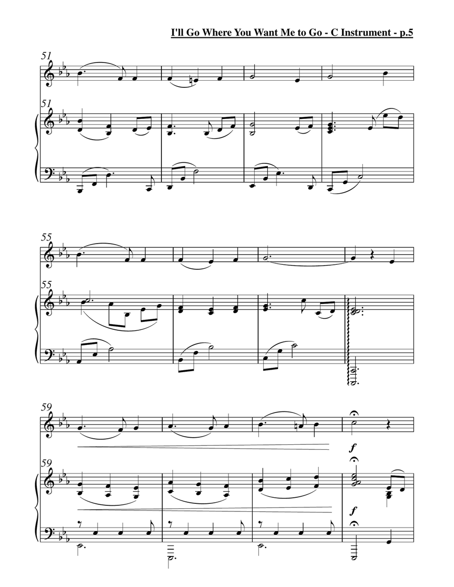 I'll Go Where You Want Me to Go (Solo Flute & Piano) Flute Solo scores gallery preview page 6