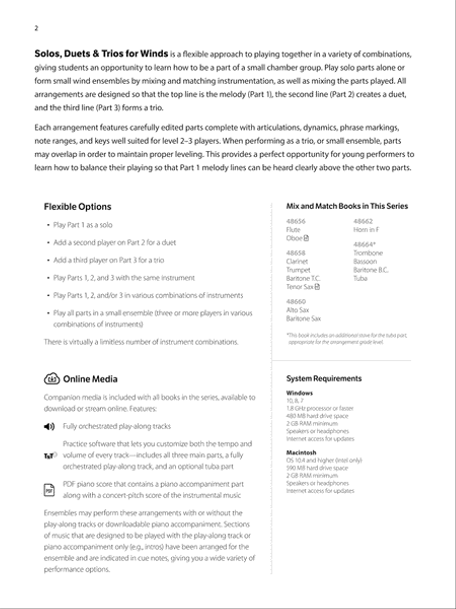 Solos, Duets & Trios for Winds: Patriotic Favorites (Clarinet/Trumpet/Baritone T.C./Tenor Saxophone) Woodwind Ensemble scores gallery preview page 2