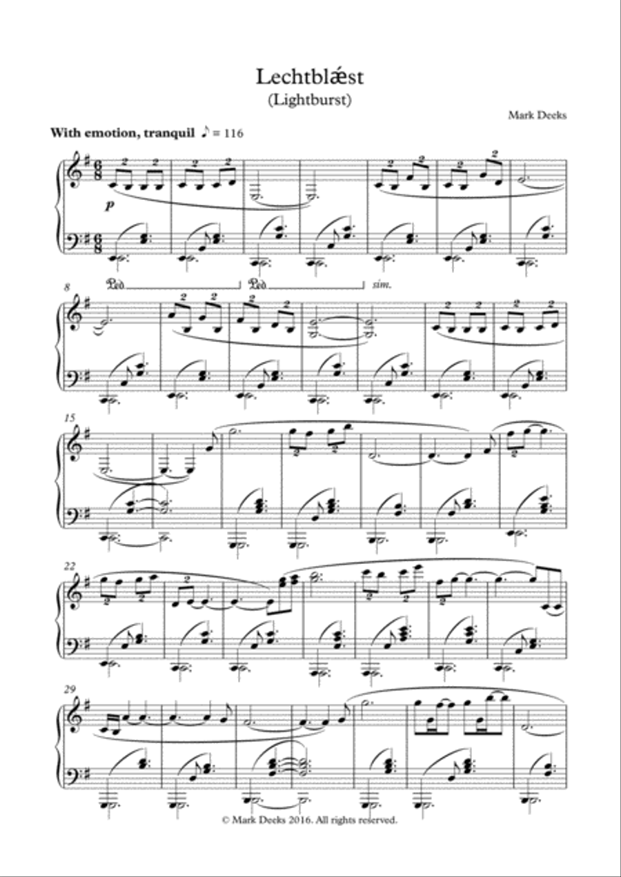 Lechtblǽst - Piano Solo Piano Solo scores gallery preview page 1