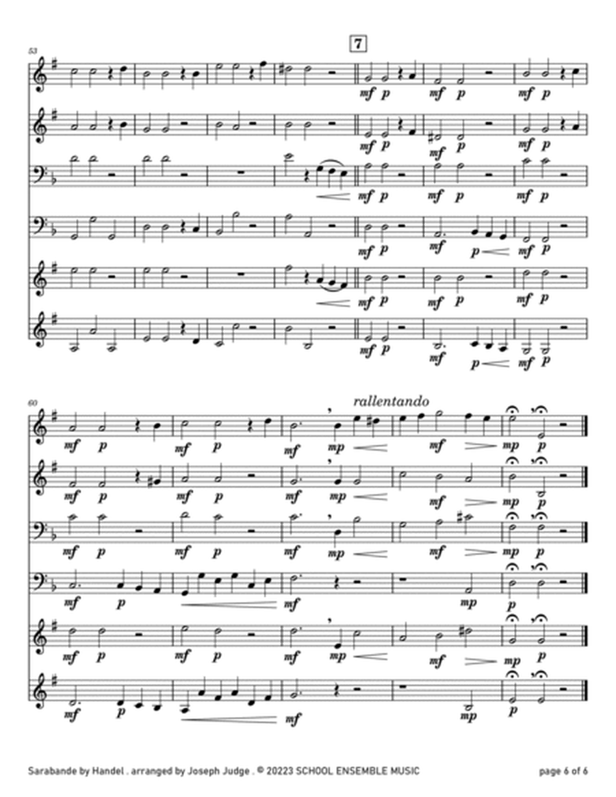 Sarabande by Handel for Brass Quartet in Schools image number null