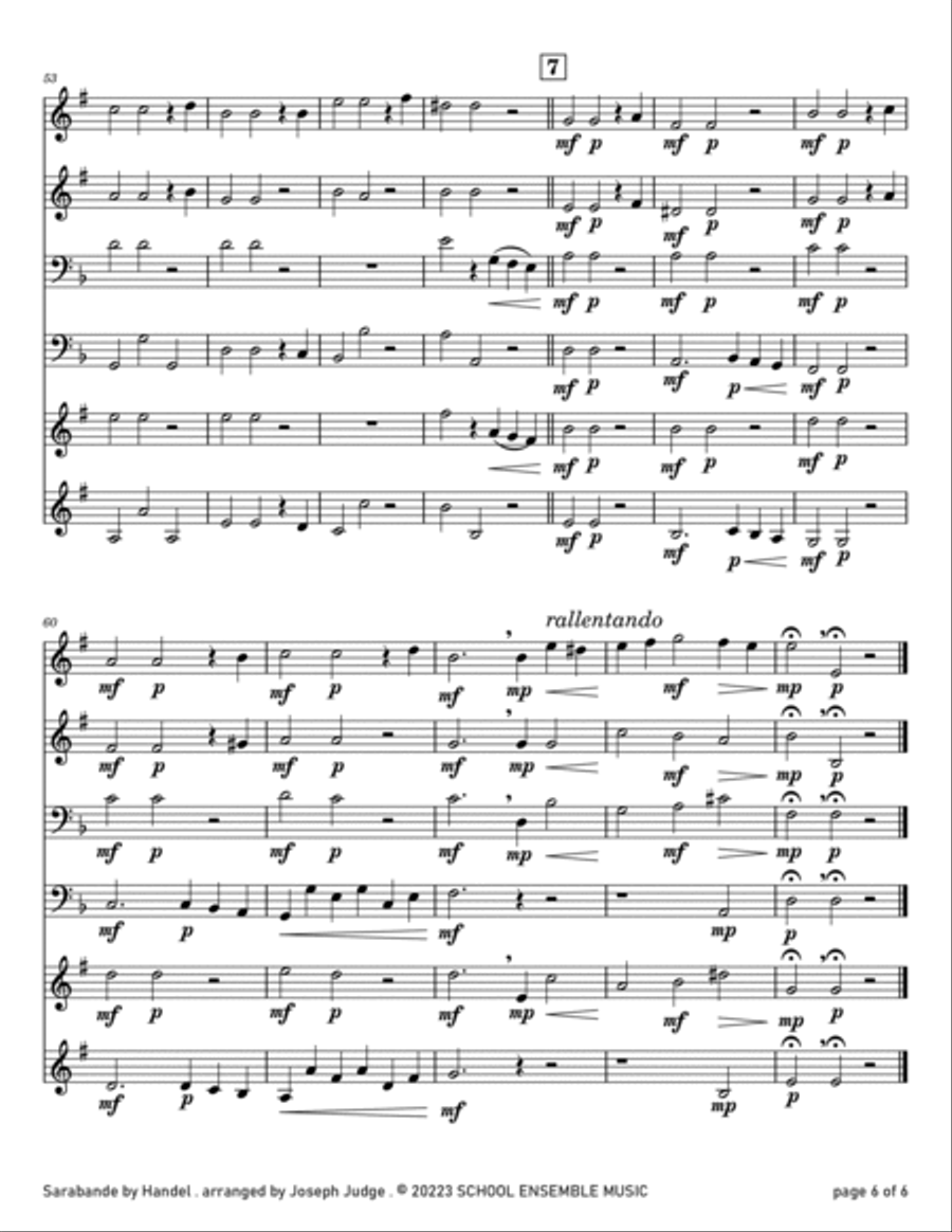 Sarabande by Handel for Brass Quartet in Schools Brass Quartet scores gallery preview page 6