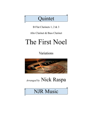The First Noel (Variations for Clarinet Quintet - Bb Cl 1,2,3,A,B) Score & parts