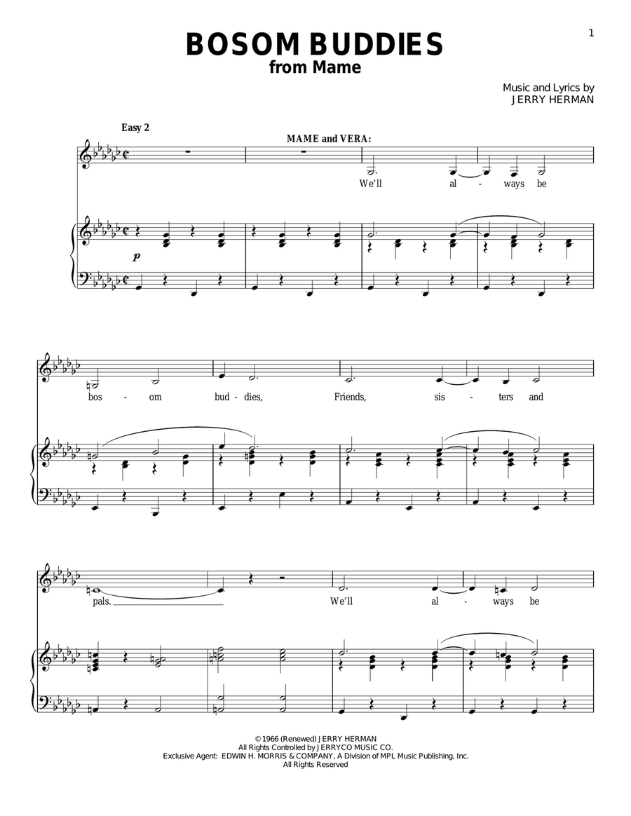 Bosom Buddies Piano, Vocal scores gallery preview page 1