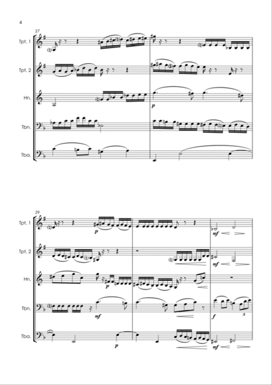 String Quartet in F - mvt.1 (Ravel) for brass - brass quintet Brass Quintet scores gallery preview page 6