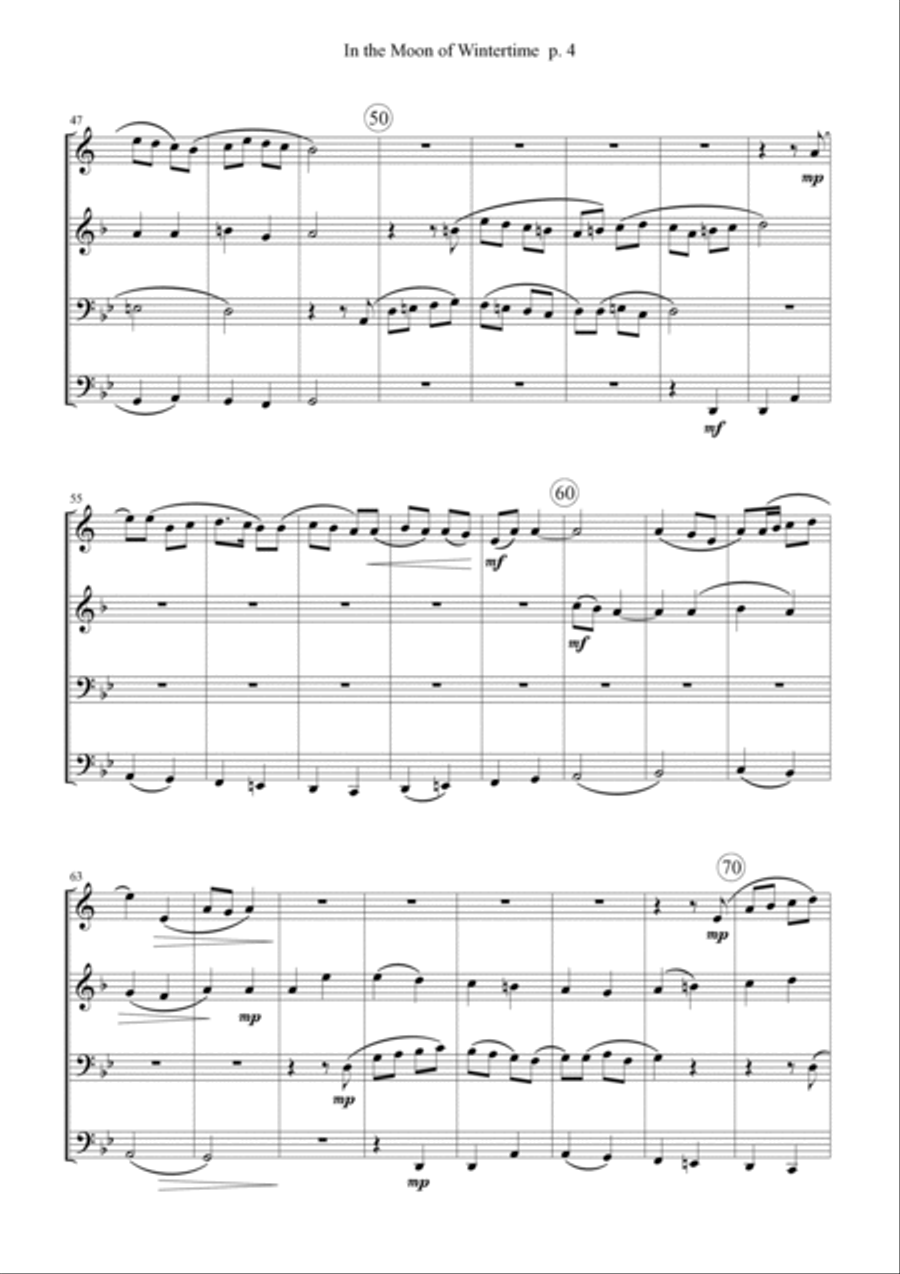 In the Moon of Wintertime - Brass Quartet Brass Quartet scores gallery preview page 4