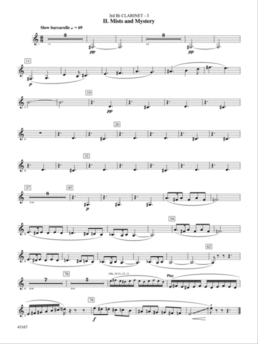 Down to the Sea in Ships (from the NBC TV Film Project 20): 3rd B-flat Clarinet Concert Band scores gallery preview page 4
