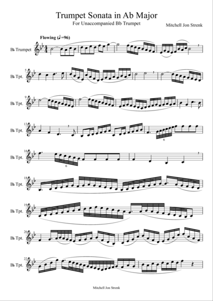 Trumpet Sonata in Ab Major Trumpet Solo scores gallery preview page 1