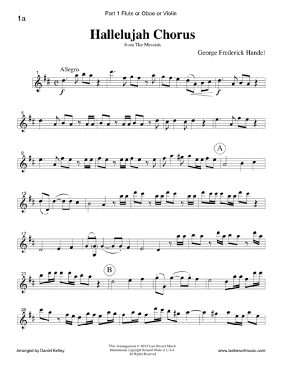 Handel's Messiah for String Trio (2 Violins & Cello) Set of 3 Parts