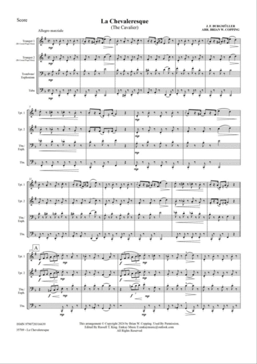 LA CHEVALERESQUE (THE CAVALIER) BRASS QUARTET Brass Quartet scores gallery preview page 2