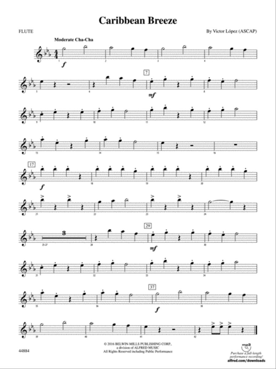Caribbean Breeze: Flute Caribbean Breeze: Flute Concert Band scores gallery preview page 1