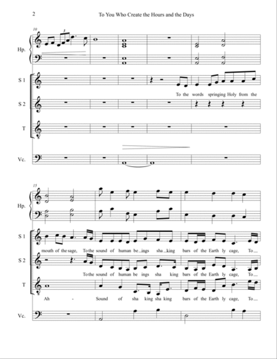 To You Who Create the Hours and the Days Small Ensemble scores gallery preview page 2