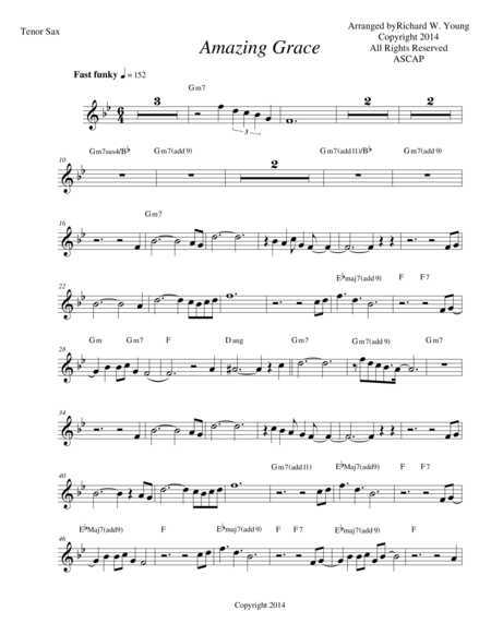 Amazing Grace- Smooth Jazz Tenor sax - Tenor Saxophone - Digital Sheet  Music