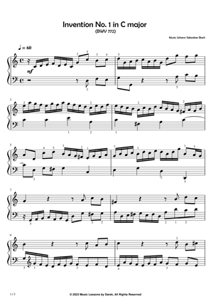 Book cover for Invention No. 1 in C major (EASY PIANO) (BWV 772) [Johann Sebastian Bach]