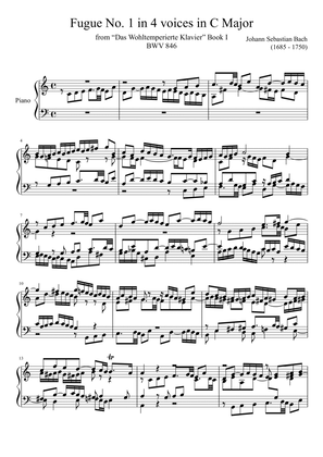 Fugue No. 1 BWV 846 in C Major