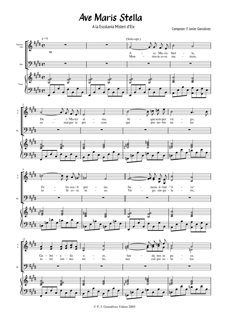 Ave Maris Stella 3-Part scores gallery preview page 1