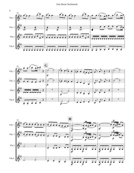 Eine Kleine Nachtmusik for Violin Quartet (1st Movement) image number null