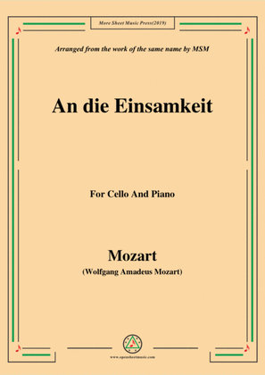 Book cover for Mozart-An die einsamkeit,for Cello and Piano