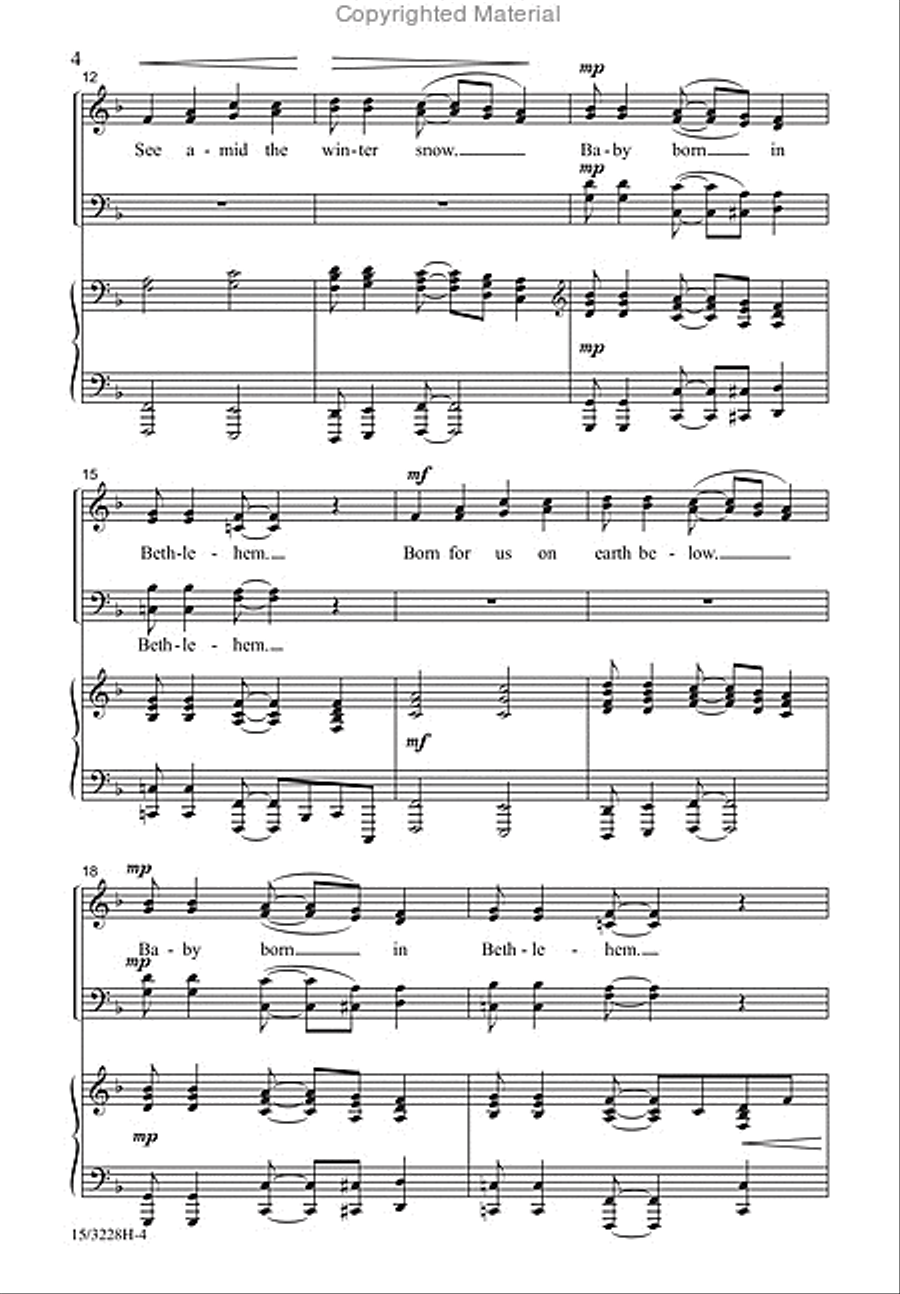 Baby Born in Bethlehem 4-Part scores gallery preview page 4
