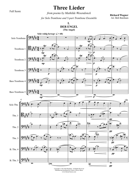 Three Wesendonck Lieder for Solo Trombone and 5-part Trombone Ensemble image number null