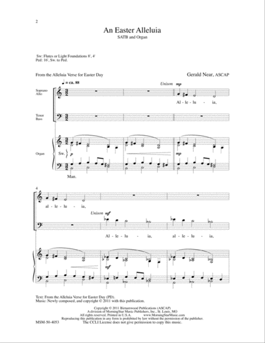 An Easter Alleluia 4-Part scores gallery preview page 2