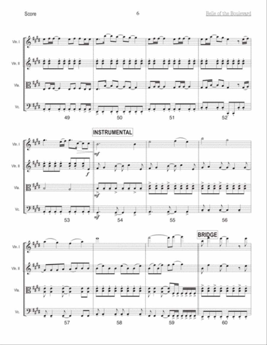 Belle Of The Boulevard Belle Of The Boulevard String Quartet scores gallery preview page 6
