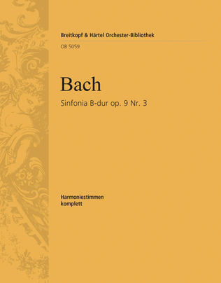 Book cover for Sinfonia in Bb major Op. 9 No. 3