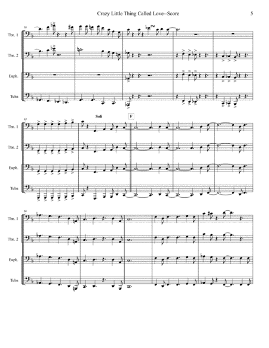Crazy Little Thing Called Love Brass Ensemble scores gallery preview page 5