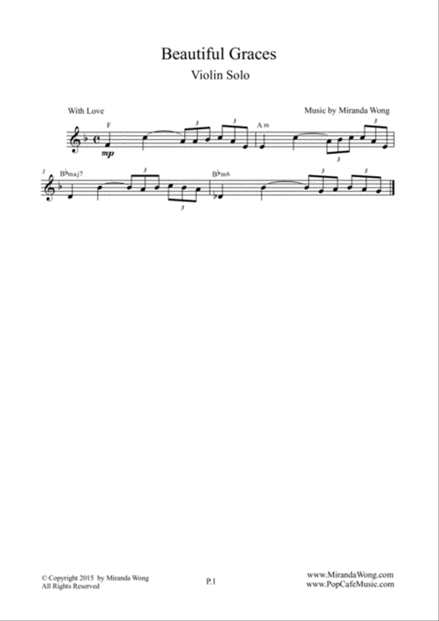 Beautiful Graces - Wedding Music for Violin, Piano and Cello Piano Trio scores gallery preview page 1