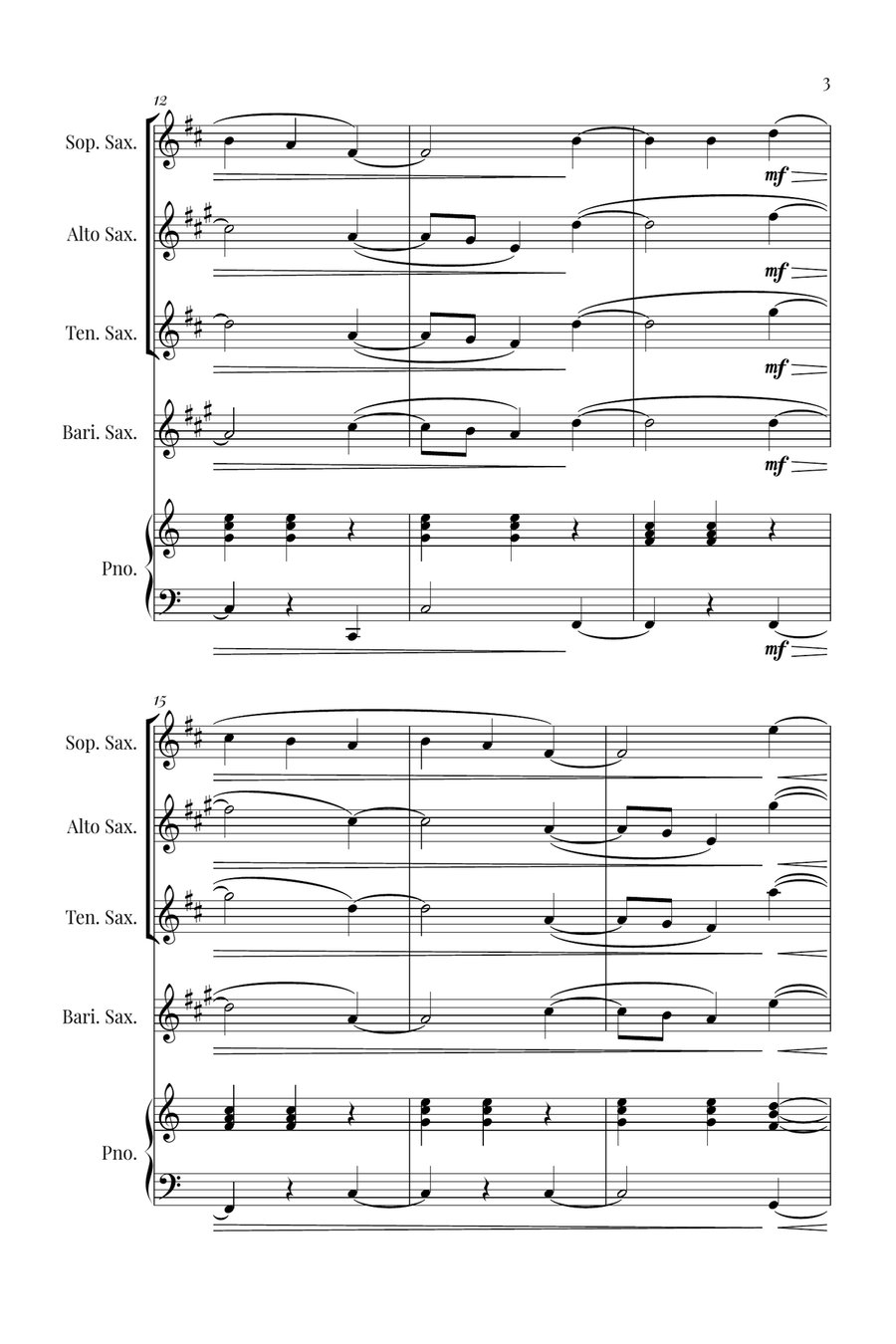 Silent Night Saxophone Quartet scores gallery preview page 3