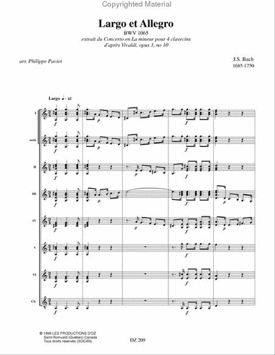 Largo et Allegro, BWV 1065 Guitar Ensemble scores gallery preview page 2