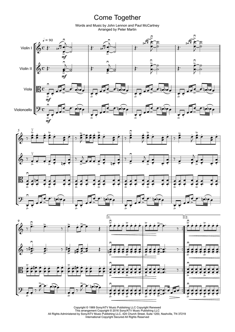 Come Together String Quartet scores gallery preview page 3