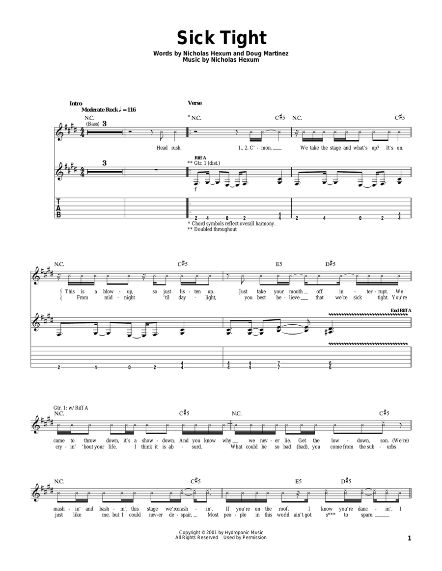 Sick Tight Acoustic Guitar scores gallery preview page 1