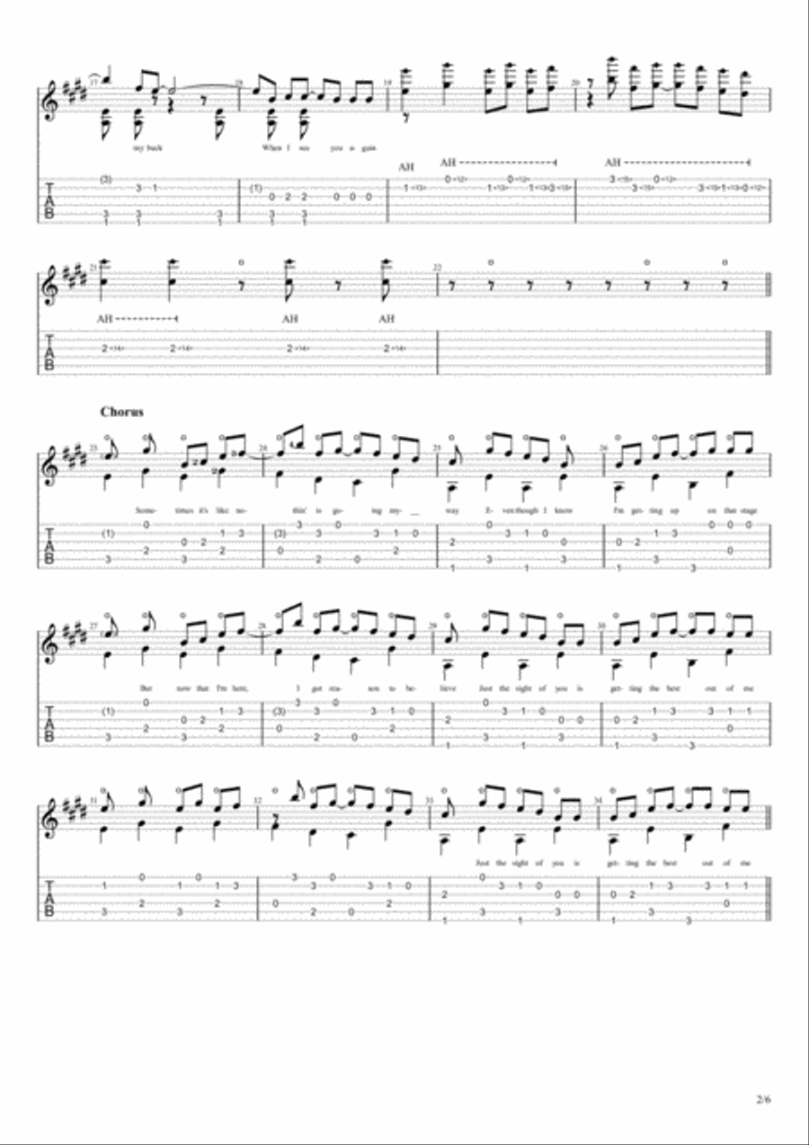 Sight Of You Guitar Tablature scores gallery preview page 2