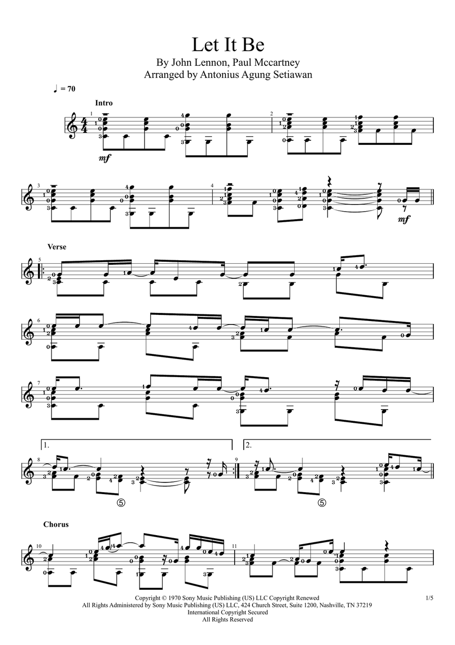 Let It Be Guitar Solo scores gallery preview page 1