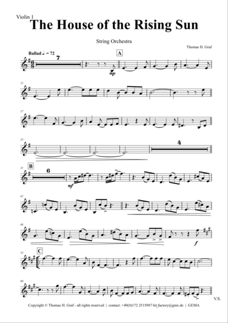 The house of the rising sun - Folk Song - String Orchestra String Orchestra scores gallery preview page 6