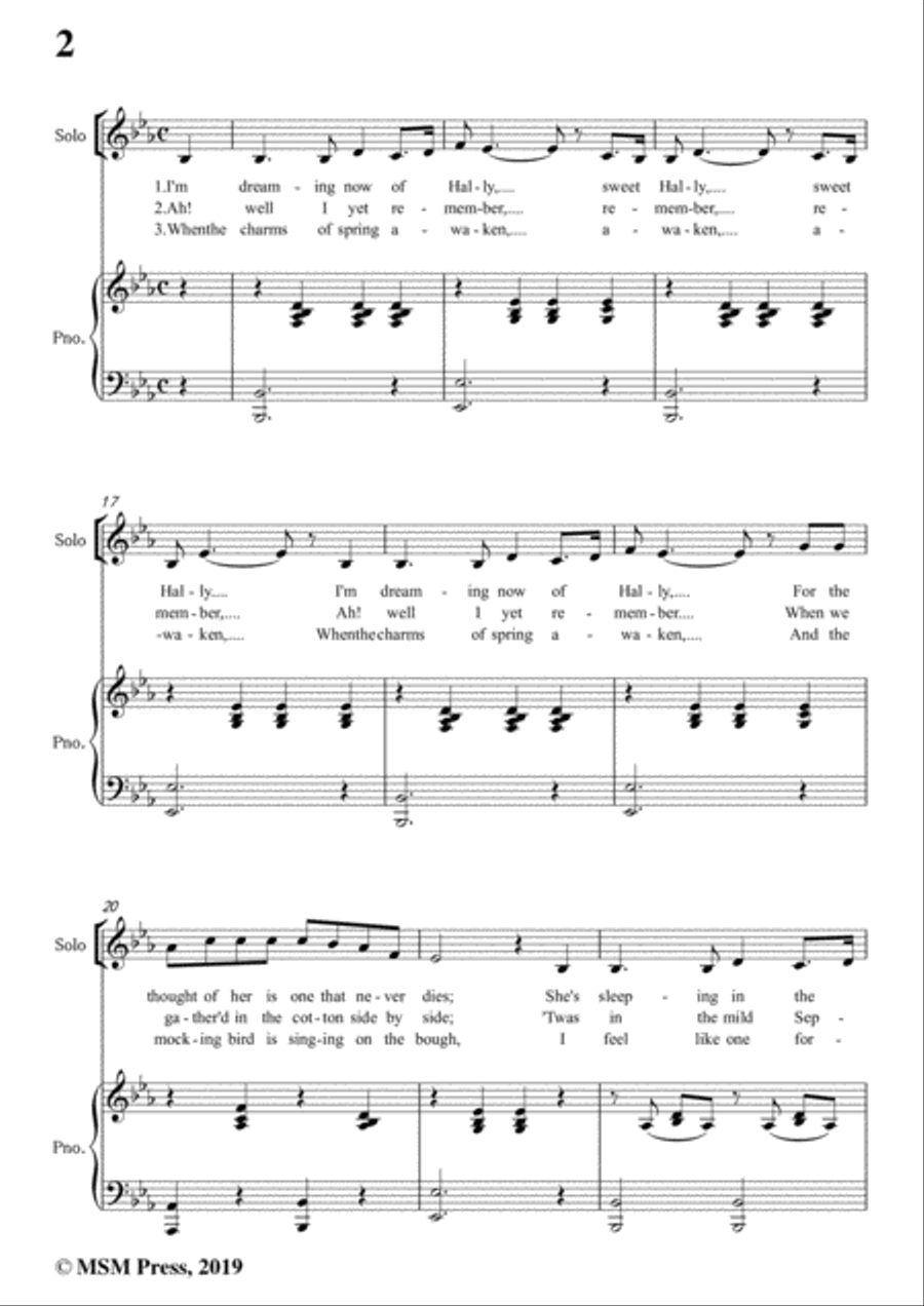 Alice Hawthorne-Listen to the Mocking Bird,in E flat Major,for Voice&Piano Voice scores gallery preview page 4
