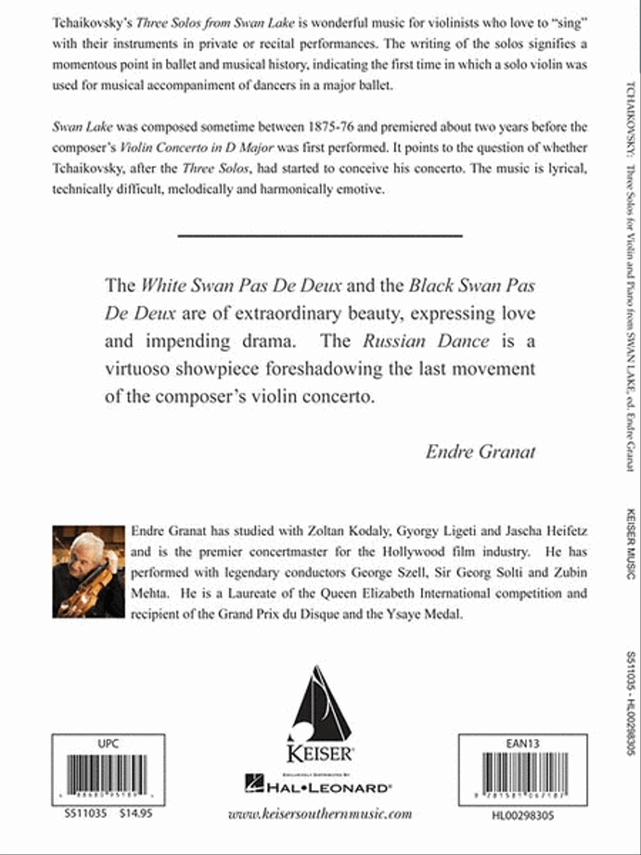 Three Solos for Violin and Piano from Swan Lake Violin Solo scores gallery preview page 5