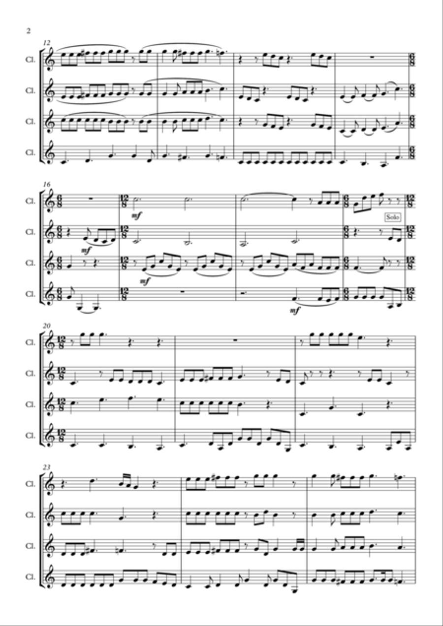 Somebody To Love Clarinet Quartet scores gallery preview page 2