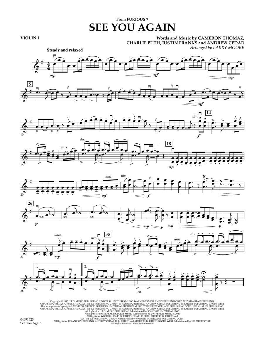 See You Again - Violin 1 Orchestra scores gallery preview page 1