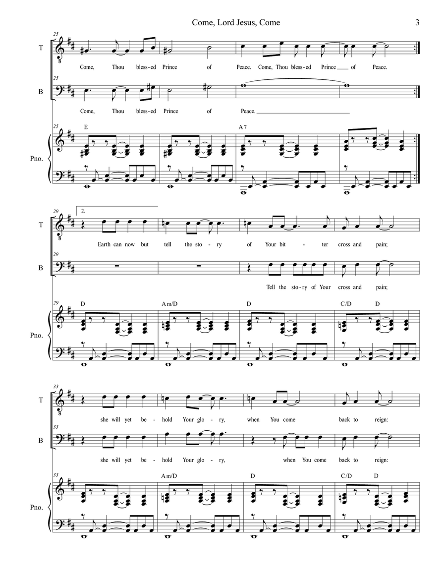 Come, Lord Jesus, Come (Maranatha) (2-part choir - (TB) TB scores gallery preview page 4