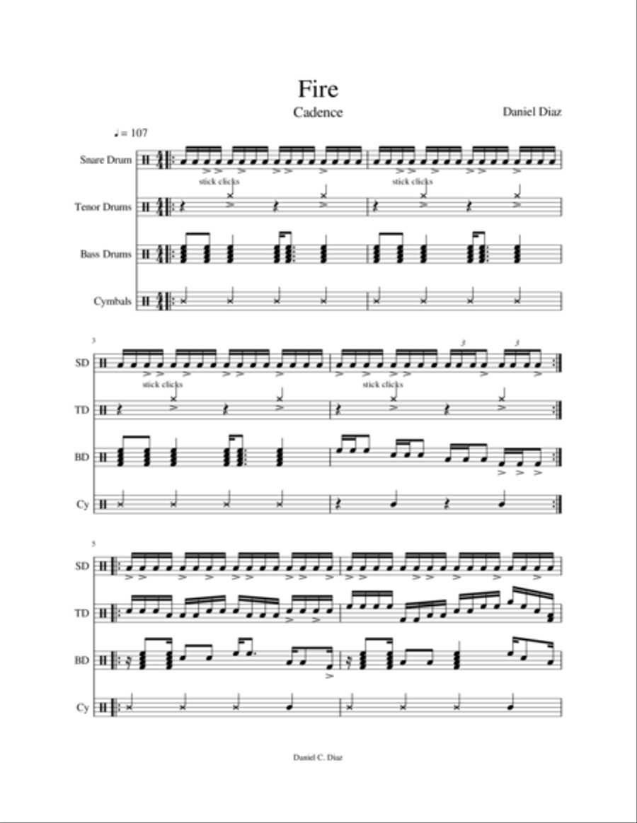 Fire (Cadence) Marching Band scores gallery preview page 1
