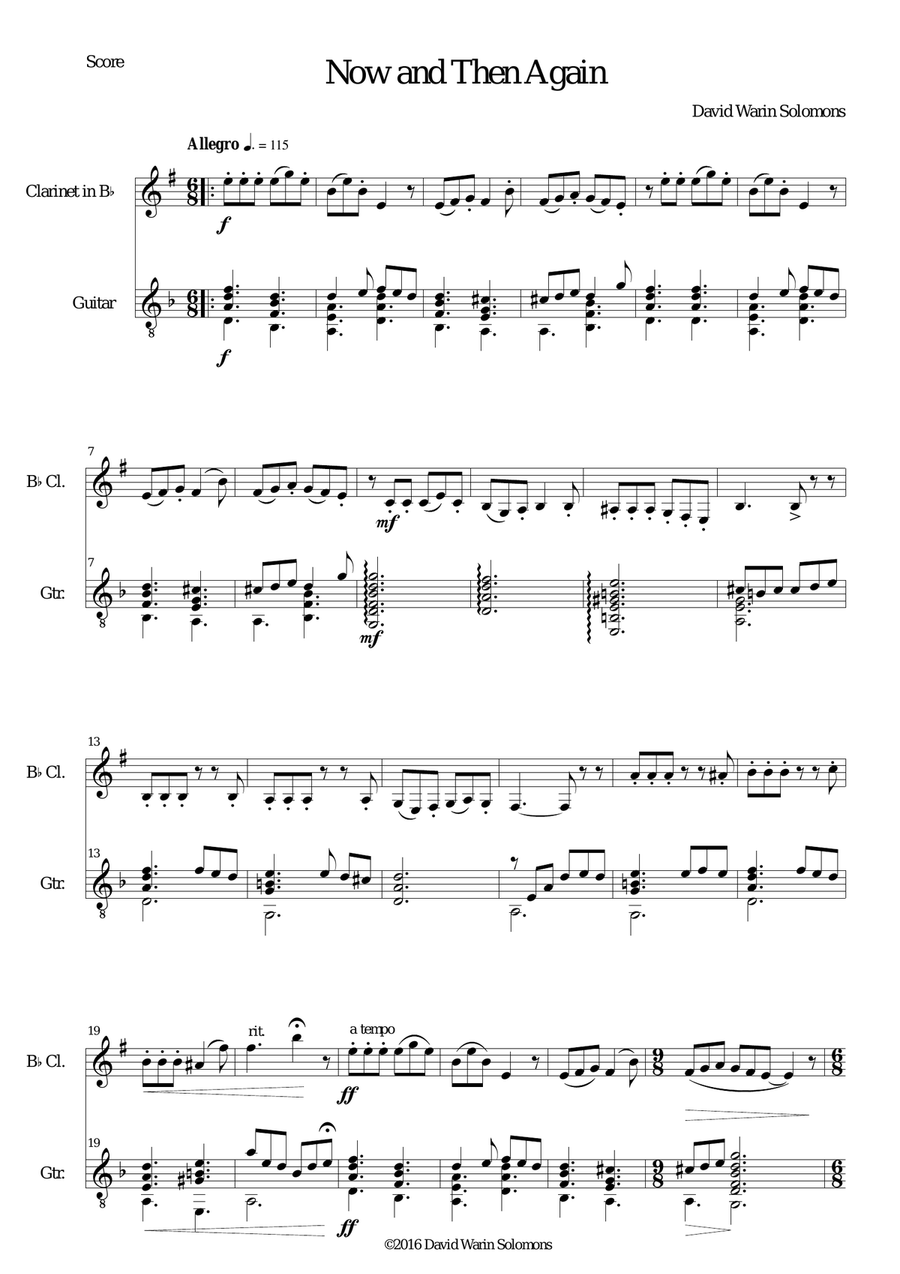 Now and Then Again for clarinet and guitar