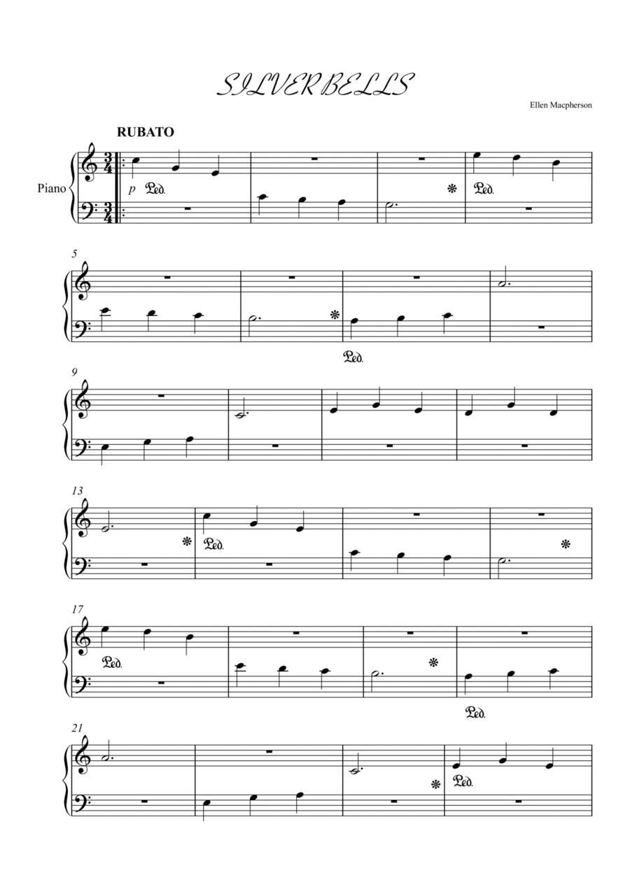 SILVER BELLS for Piano Easy Piano scores gallery preview page 1
