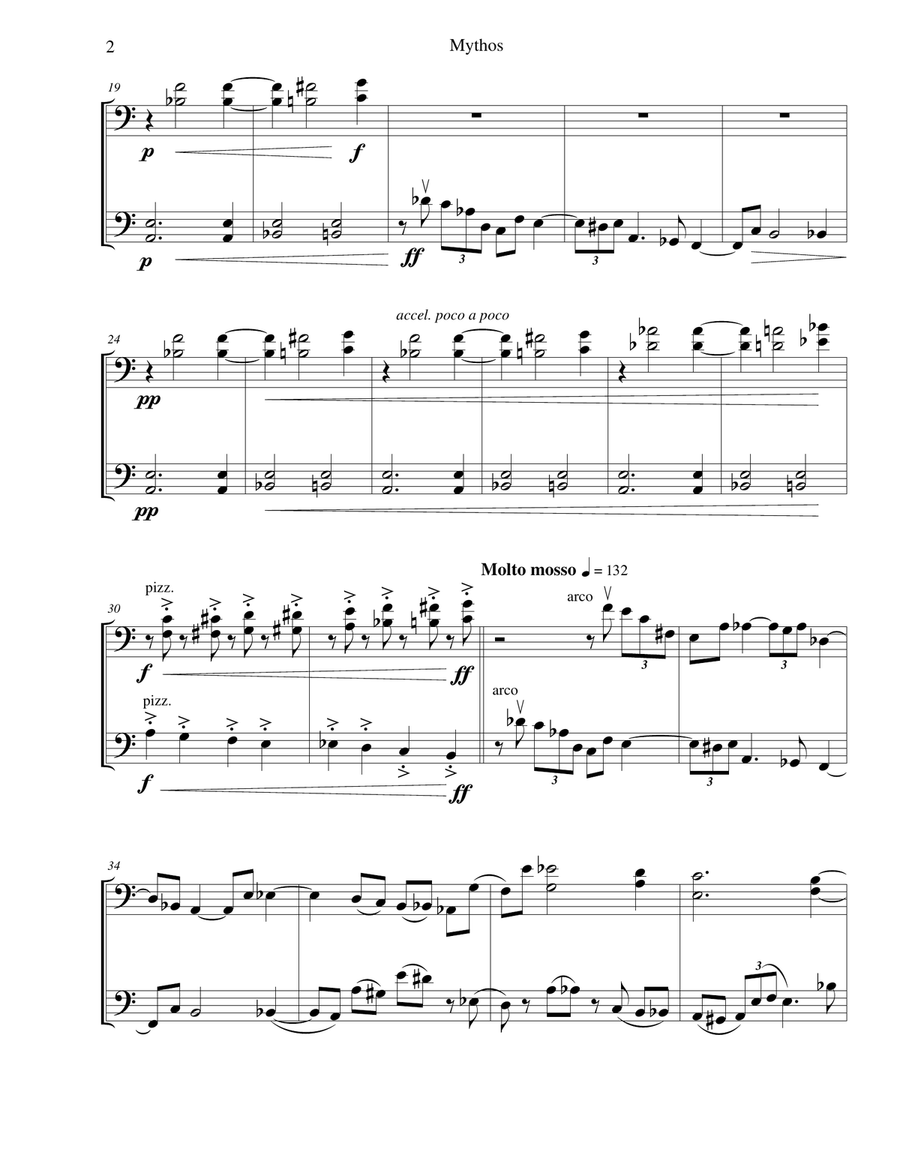 Mythos - for cello and bass duo String Duet scores gallery preview page 2