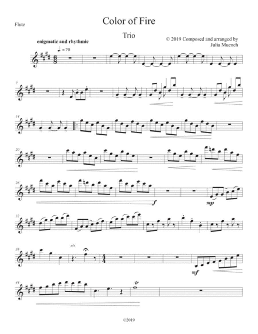 Color of Fire : flute part Flute Solo scores gallery preview page 1