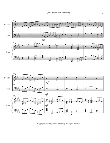 Jesu, Joy of Man's Desiring (Trio for Trumpet, Trombone and Piano) image number null